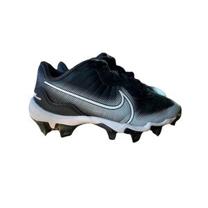 Boys Nike Baseball Cleats Diamond Fast Flex Sz 11 Black Gray White EUC